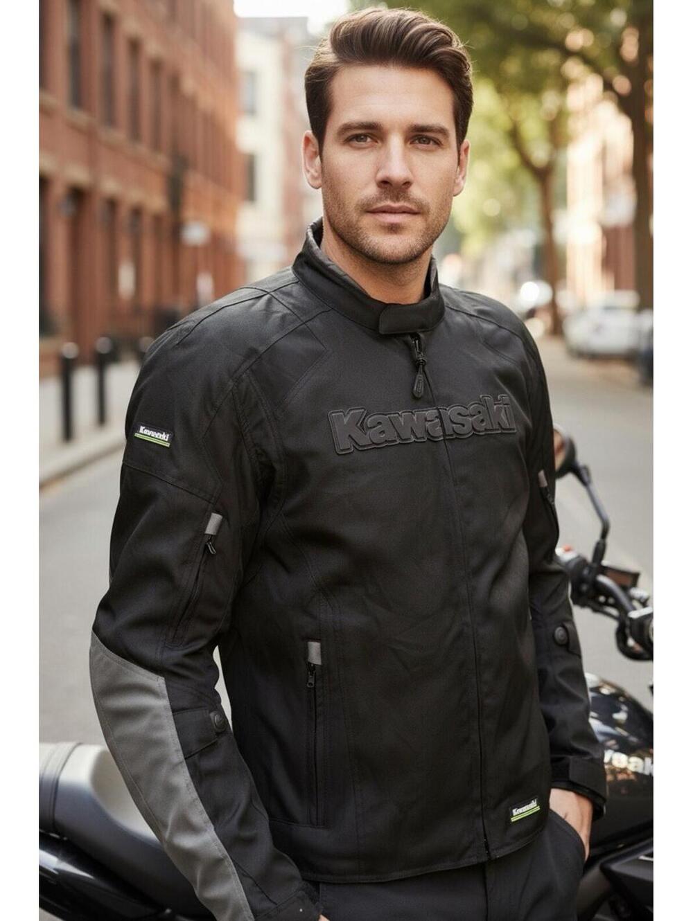 Kawasaki Vault Armor System Padded Motorcycle Jacket Black Gray Size XL